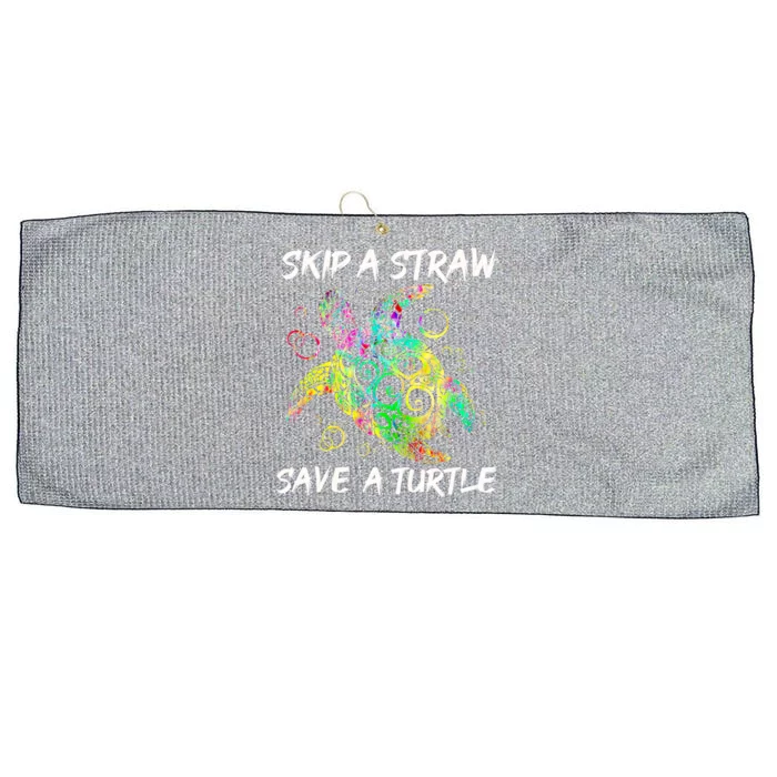 Psychedelic Sea Turtle Gift Skip A Straw Save A Turtle Gift Large Microfiber Waffle Golf Towel