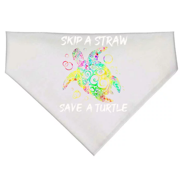 Psychedelic Sea Turtle Gift Skip A Straw Save A Turtle Gift USA-Made Doggie Bandana