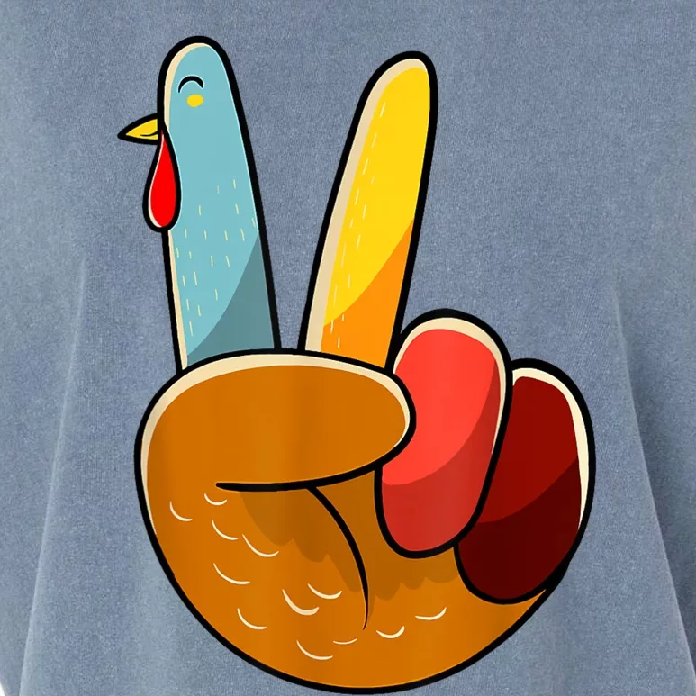 Peace Sign Turkey Turkey Hand Sign Thanksgiving Funny Garment-Dyed Women's Muscle Tee