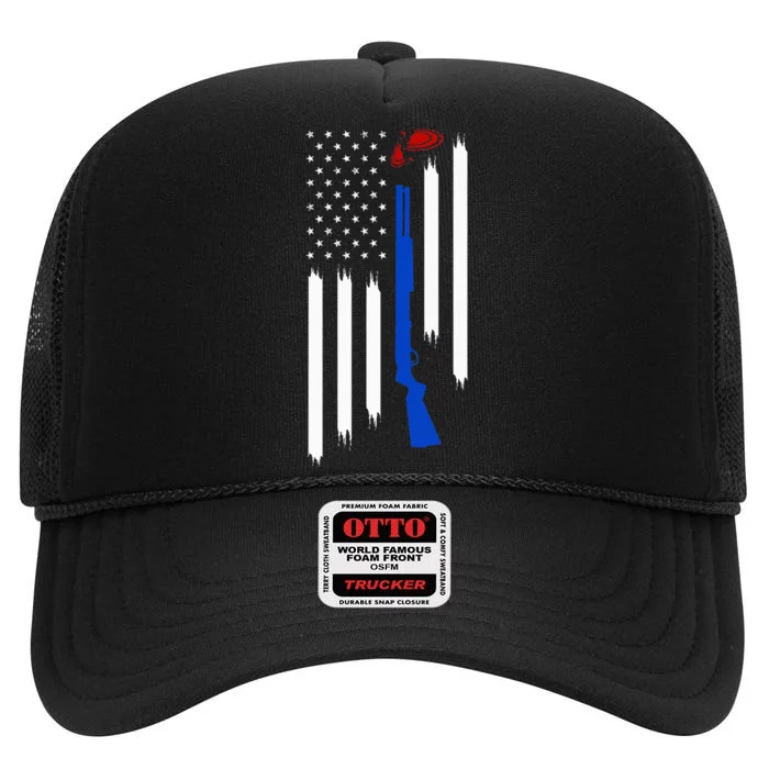 Patriotic Skeet Trap Clay Pigeon Shotgun Shooting High Crown Mesh Trucker Hat