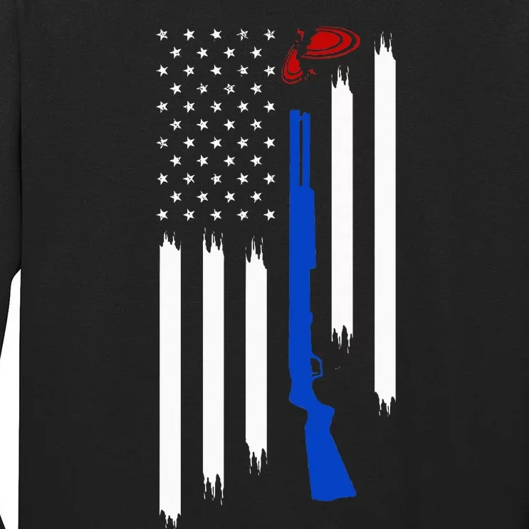 Patriotic Skeet Trap Clay Pigeon Shotgun Shooting Tall Long Sleeve T-Shirt