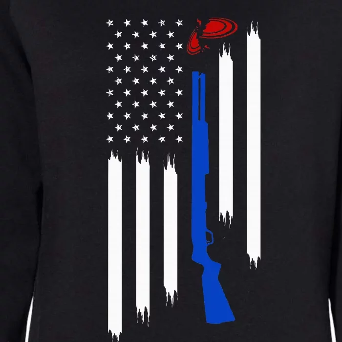 Patriotic Skeet Trap Clay Pigeon Shotgun Shooting Womens California Wash Sweatshirt