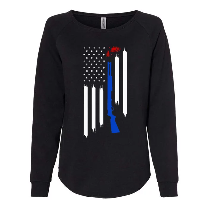 Patriotic Skeet Trap Clay Pigeon Shotgun Shooting Womens California Wash Sweatshirt