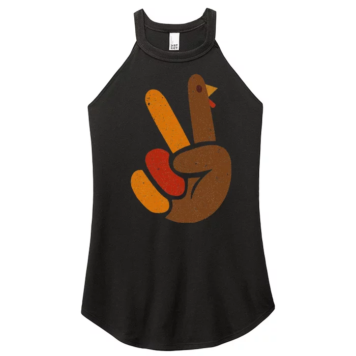 Peace Sign Turkey Hand Cool Thanksgiving Women’s Perfect Tri Rocker Tank