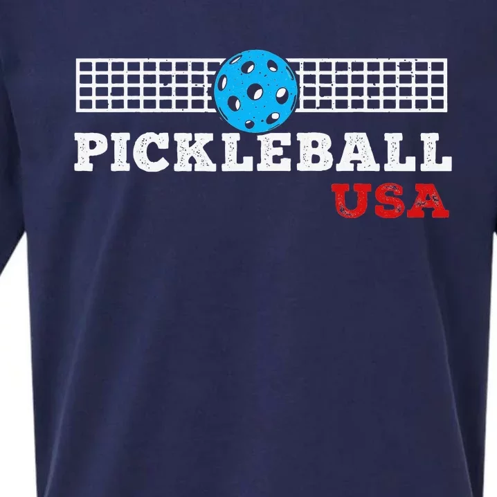 Pickleball Support the Team Pickleball Player USA Flag Sueded Cloud Jersey T-Shirt