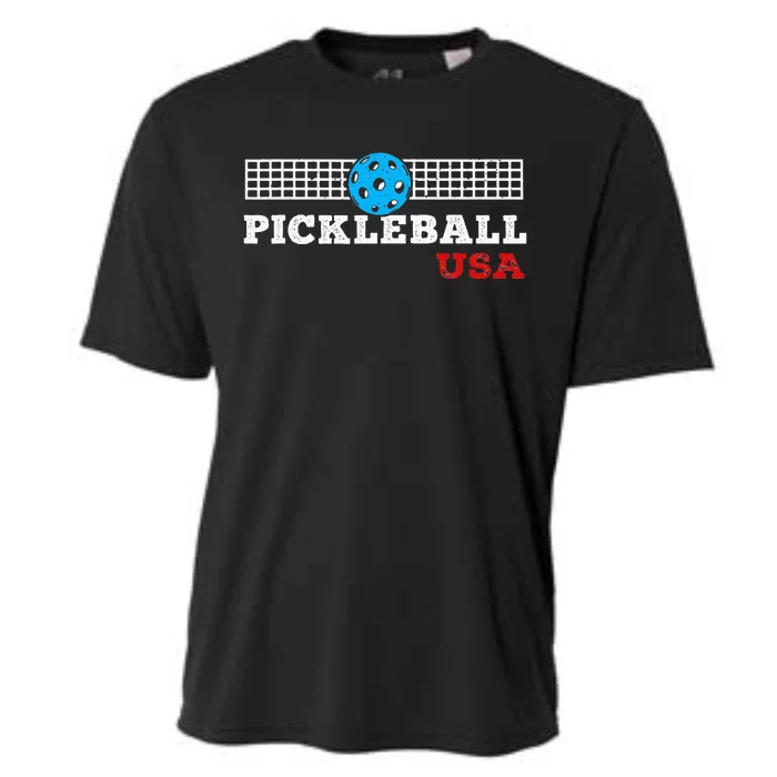 Pickleball Support the Team Pickleball Player USA Flag Cooling Performance Crew T-Shirt