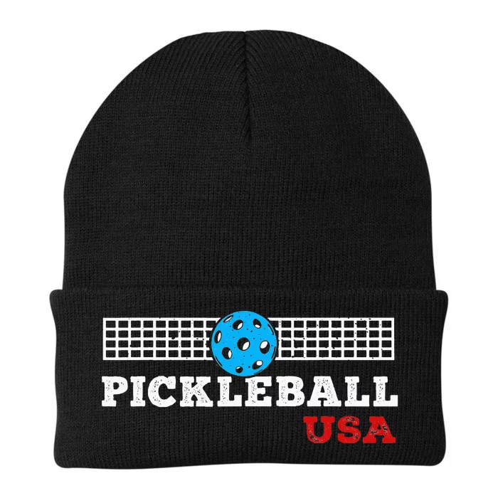 Pickleball Support the Team Pickleball Player USA Flag Knit Cap Winter Beanie