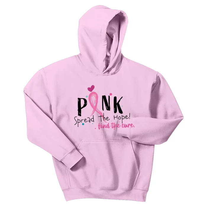 Pink Spread The Hope Time The Cure Breast Cancer Awareness Kids Hoodie