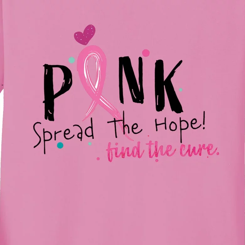 Pink Spread The Hope Time The Cure Breast Cancer Awareness Kids Long Sleeve Shirt