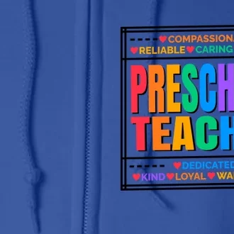 Pre School Teacher Gift Full Zip Hoodie