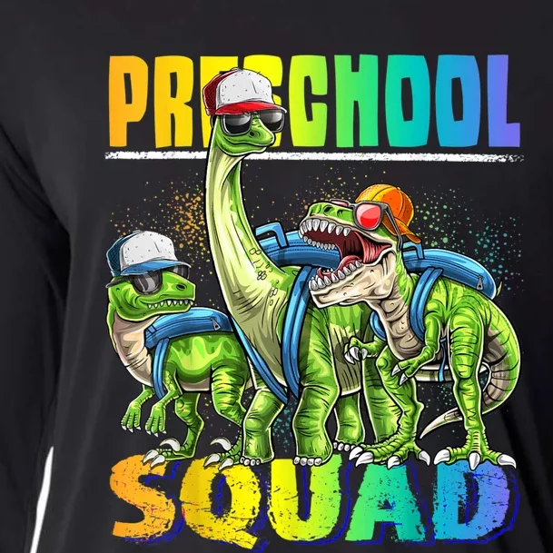 Preschool Squad T Rex Dinosaur Back To School Backpack Boy Cooling Performance Long Sleeve Crew