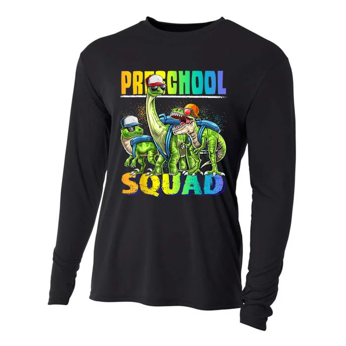 Preschool Squad T Rex Dinosaur Back To School Backpack Boy Cooling Performance Long Sleeve Crew