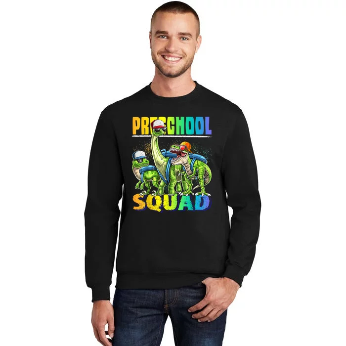 Preschool Squad T Rex Dinosaur Back To School Backpack Boy Tall Sweatshirt