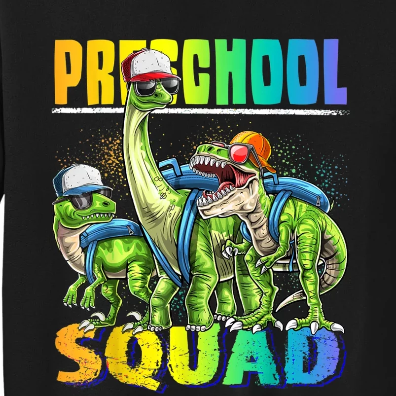 Preschool Squad T Rex Dinosaur Back To School Backpack Boy Tall Sweatshirt