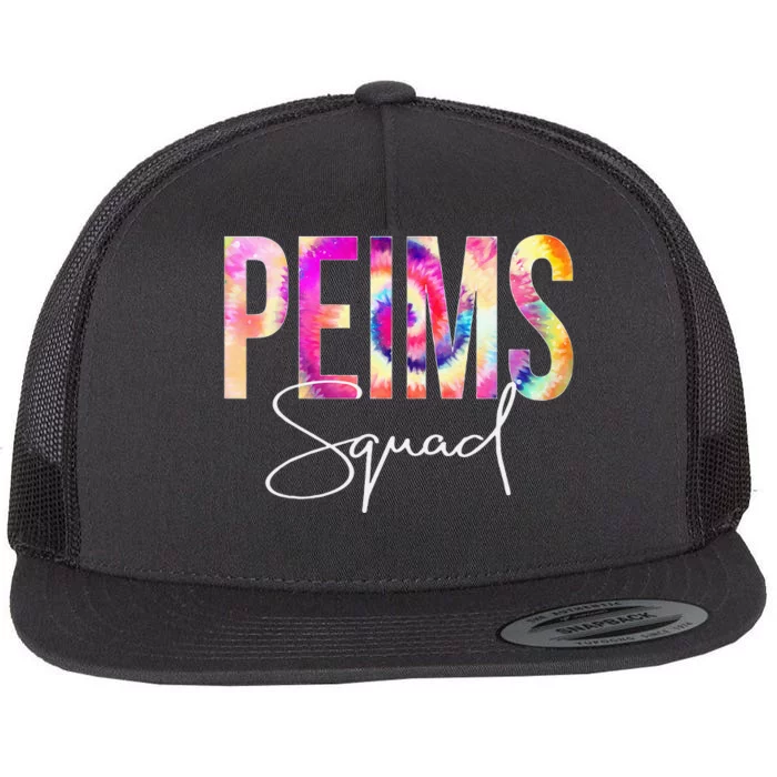 PEIMS Squad Tie Dye Back To School Women Appreciation Flat Bill Trucker Hat