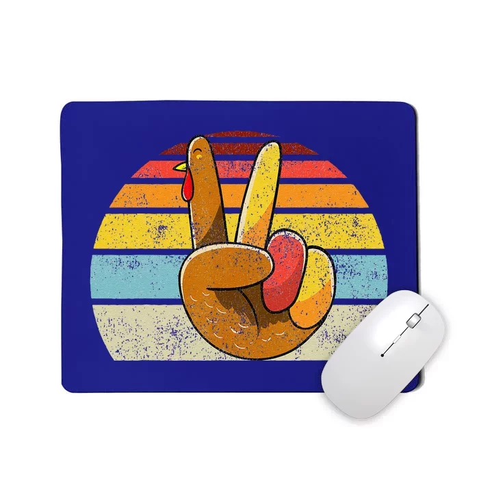 Peace Sign Turkey Hand Thanksgiving Retro Style Funny Mousepad