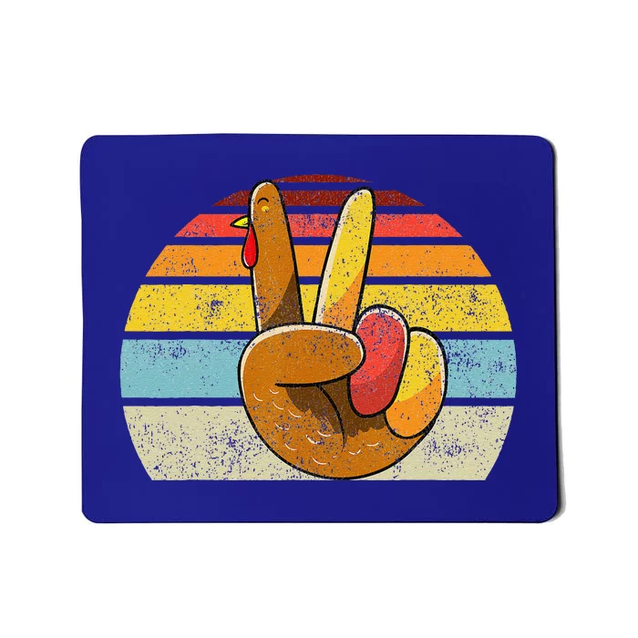 Peace Sign Turkey Hand Thanksgiving Retro Style Funny Mousepad