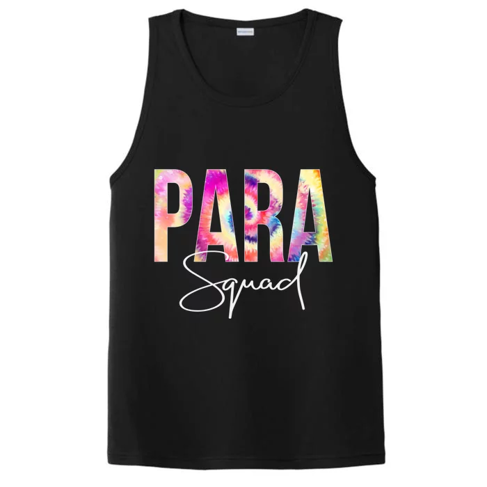 Paraprofessional Squad Tie Dye Back To School Appreciation Gift Performance Tank