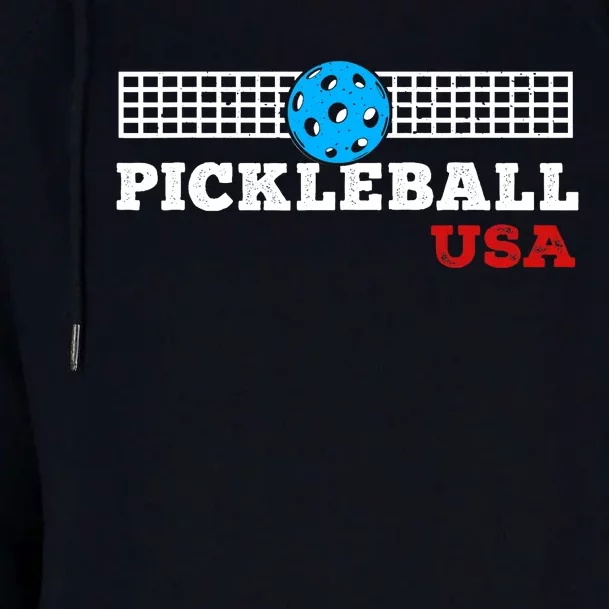 Pickleball Support The Team Pickleball Player USA Flag Womens Funnel Neck Pullover Hood