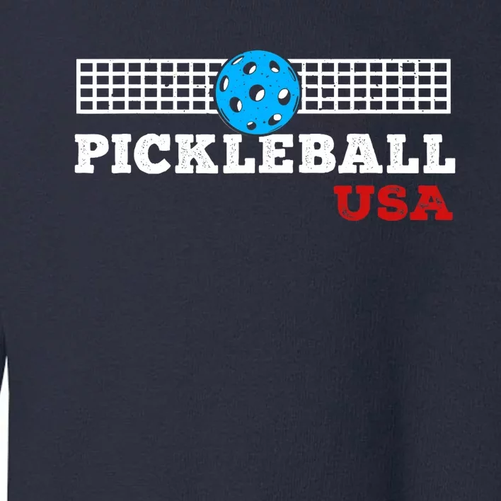 Pickleball Support The Team Pickleball Player USA Flag Toddler Sweatshirt