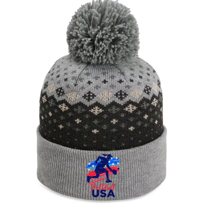 Pickleball Support The Team Pickleball Player Usa Flag The Baniff Cuffed Pom Beanie