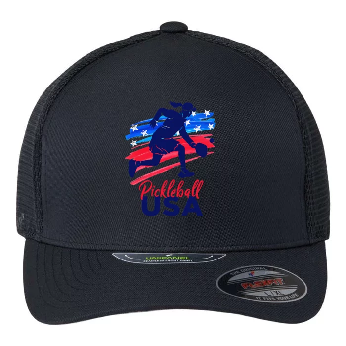 Pickleball Support The Team Pickleball Player Usa Flag Flexfit Unipanel Trucker Cap