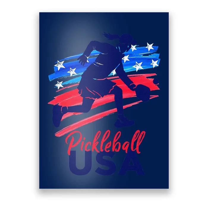 Pickleball Support The Team Pickleball Player Usa Flag Poster