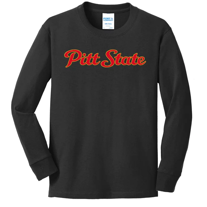 Pittsburg State University Gorillas Pitt State Script Kids Long Sleeve Shirt