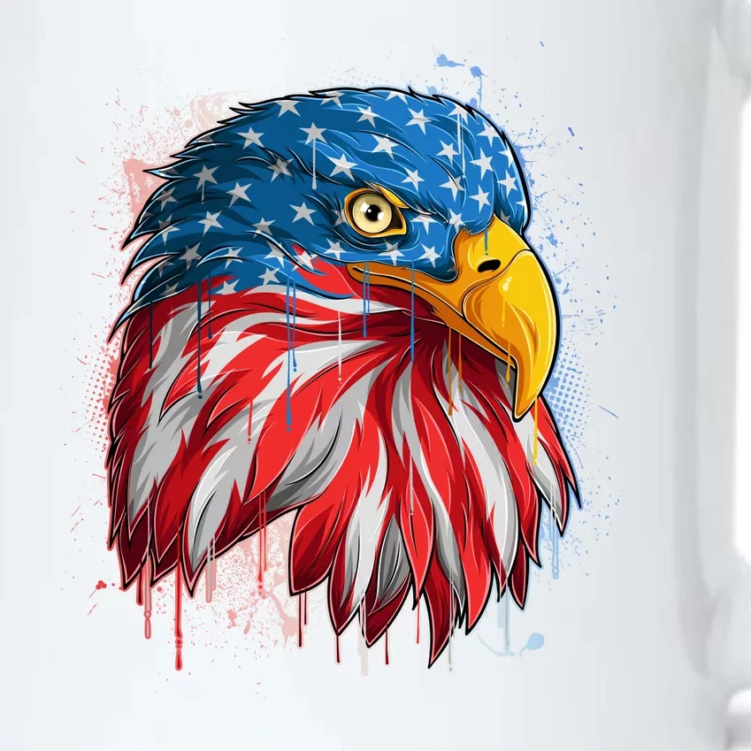 Paint Splatter USA American Flag Eagle Head Black Color Changing Mug