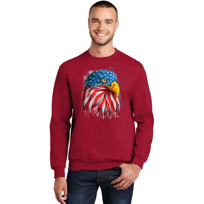 Paint Splatter USA American Flag Eagle Head Sweatshirt