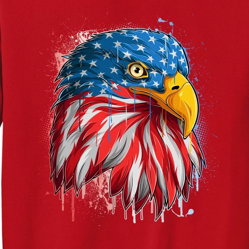 Paint Splatter USA American Flag Eagle Head Sweatshirt