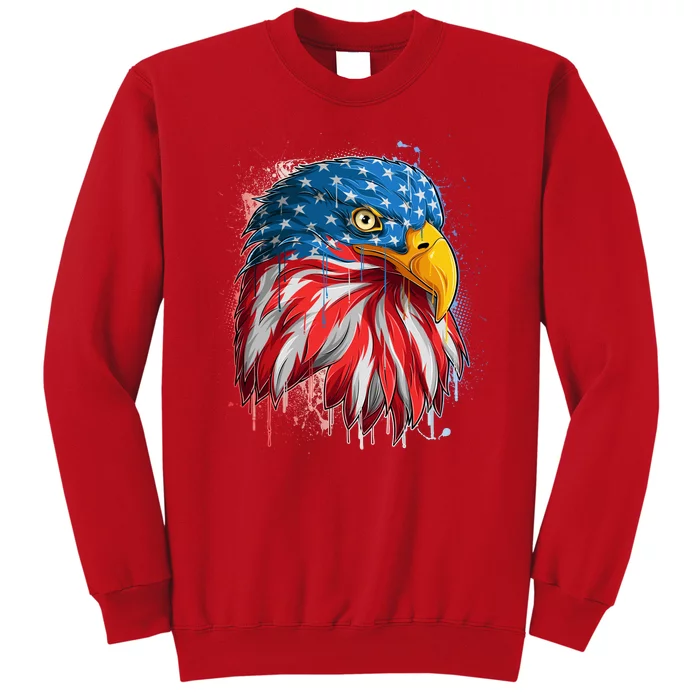 Paint Splatter USA American Flag Eagle Head Sweatshirt