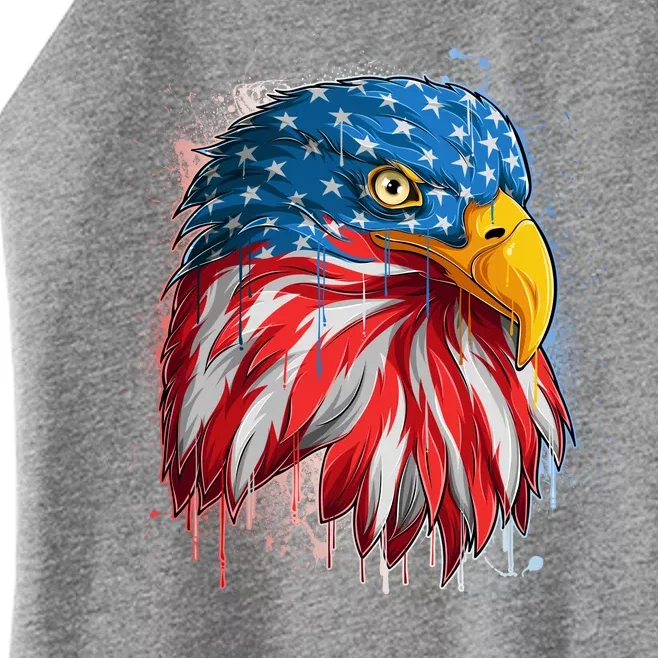 Paint Splatter USA American Flag Eagle Head Women’s Perfect Tri Rocker Tank