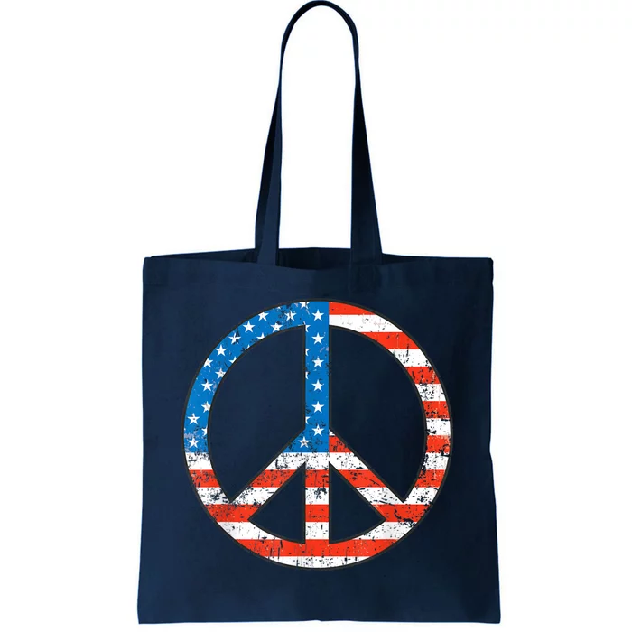 Peace Sign USA Flag 4th Of July Tote Bag