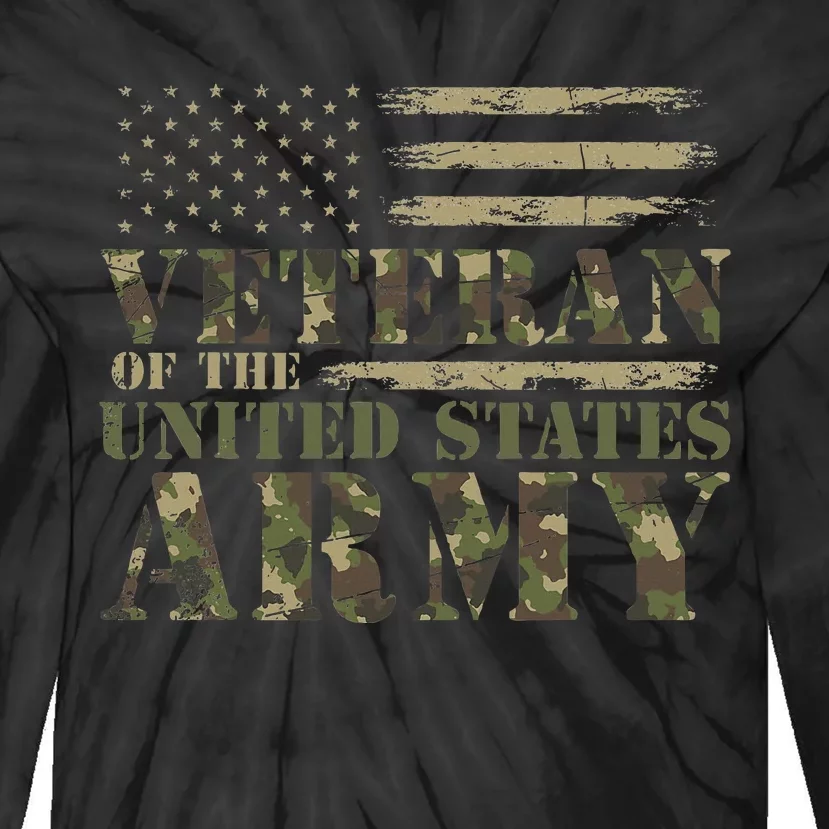 Proud Soldier United States Army USA Flag Camouflage Veteran Tie-Dye Long Sleeve Shirt