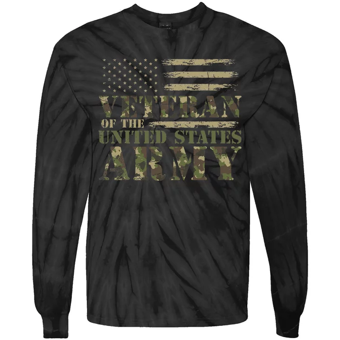 Proud Soldier United States Army USA Flag Camouflage Veteran Tie-Dye Long Sleeve Shirt