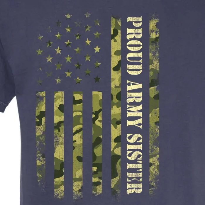 Patriotic Sister Us American Flag Camouflage Military Sis Cute Gift Garment-Dyed Heavyweight T-Shirt