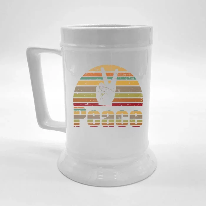 Peace Sign Vintage Retro Love 60's 70's Hippie Gift Front & Back Beer Stein