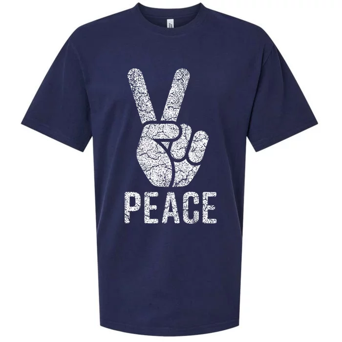 Peace Sign Vintage 60s 70s Hippie Sueded Cloud Jersey T-Shirt