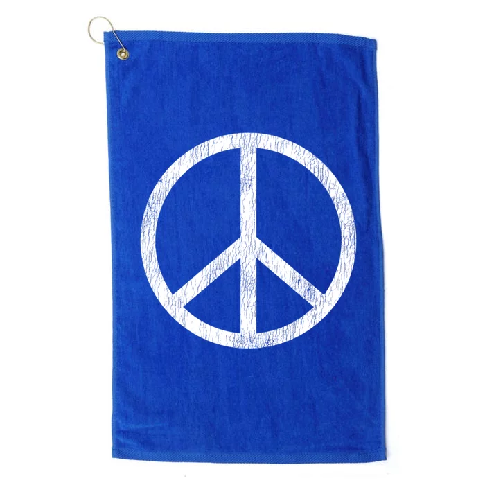 Peace Sign Vintage White Retro Distressed Hippy Freedom Gift Platinum Collection Golf Towel