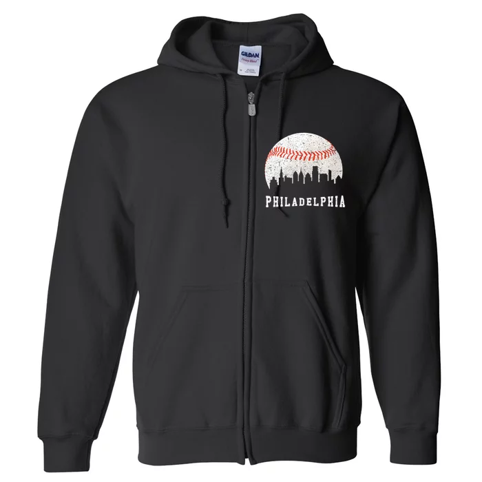 Philly skyline - Vintage Philadelphia Baseball Fans Full Zip Hoodie