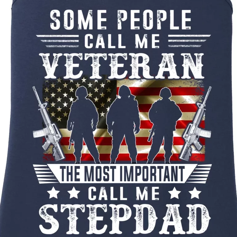 Proud Stepdad Veteran American Flag Gifts VeteranS Day Ladies Essential Tank