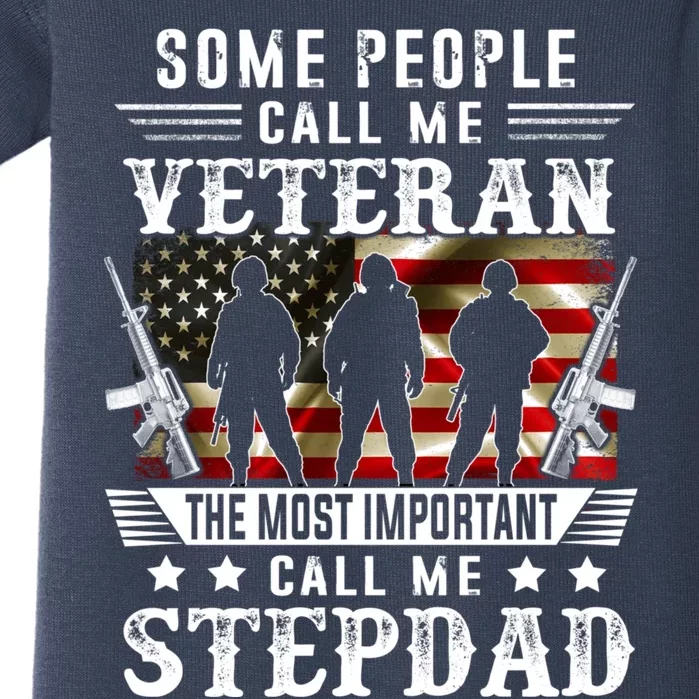 Proud Stepdad Veteran American Flag Gifts VeteranS Day Baby Bodysuit