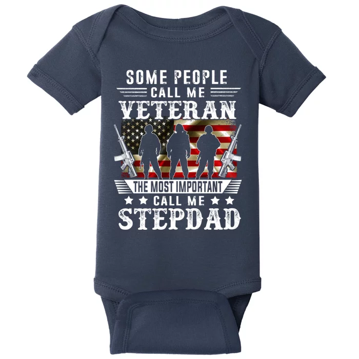 Proud Stepdad Veteran American Flag Gifts VeteranS Day Baby Bodysuit