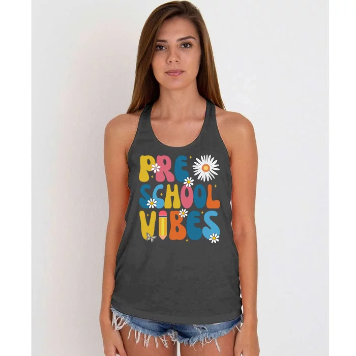 Pre School Vibes Back To School Gift Women's Knotted Racerback Tank