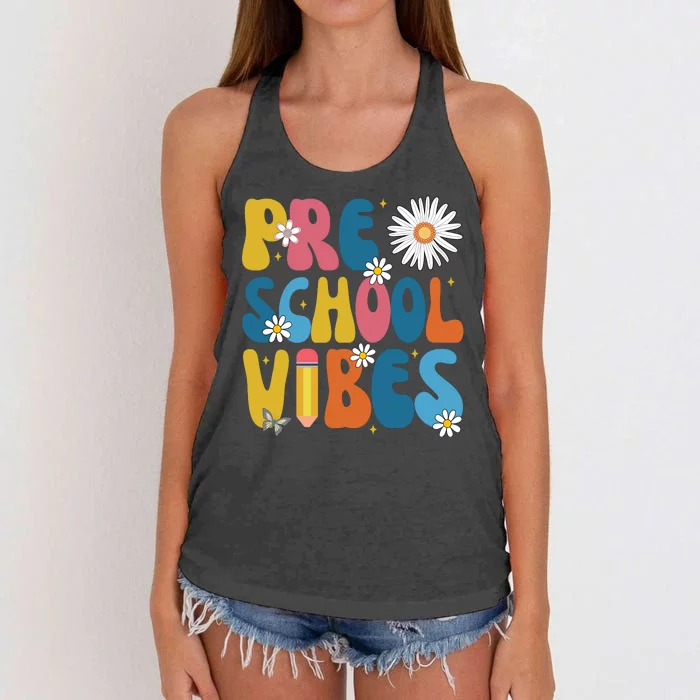 Pre School Vibes Back To School Gift Women's Knotted Racerback Tank