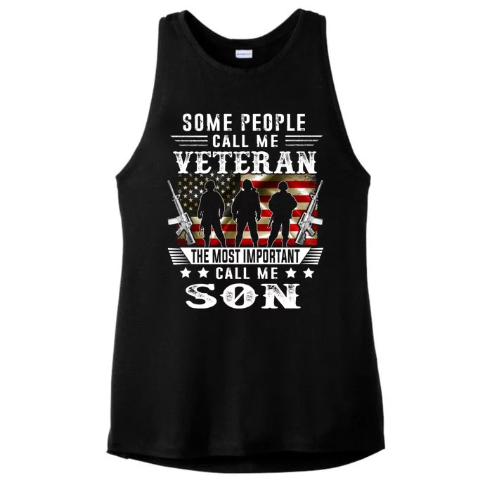 Proud Son Veteran American Flag Gifts VeteranS Day Ladies Tri-Blend Wicking Tank