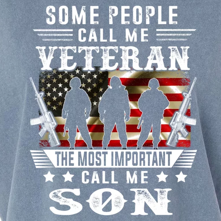 Proud Son Veteran American Flag Gifts VeteranS Day Garment-Dyed Women's Muscle Tee