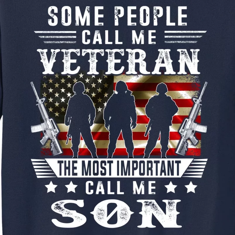 Proud Son Veteran American Flag Gifts VeteranS Day Tall Sweatshirt