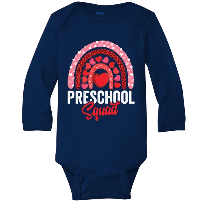 Preschool Squad Valentines Day Rainbow Teacher And Gift Baby Long Sleeve Bodysuit